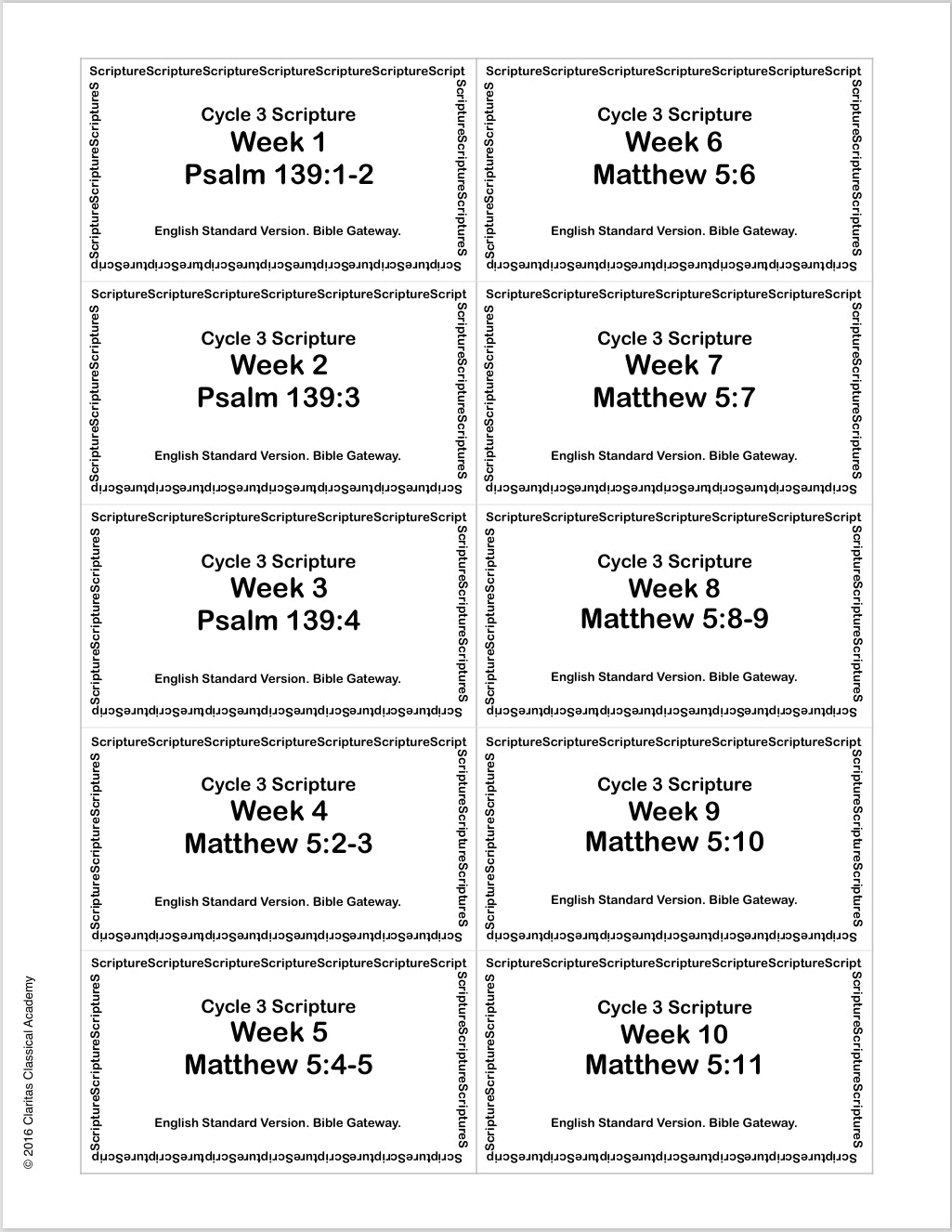 Cycle 3 - Flash Cards - PDF MUST BE PURCHASED FROM CLARITAS PUBLISHING
